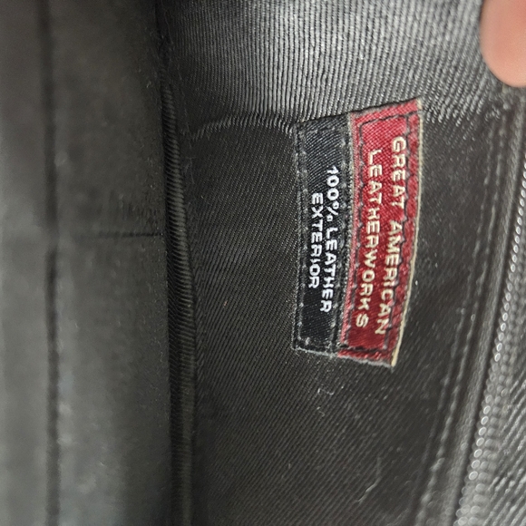 Vintage 90s Great American Leather Works Suade Patchwork Wallet Long Full Zip - Picture 6 of 6